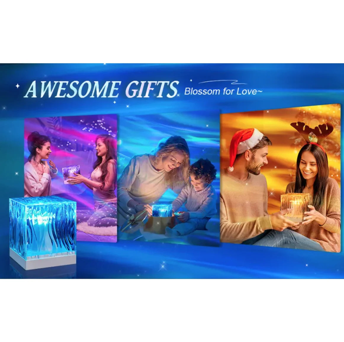 Northern Lights Ripple LED Projection Lamp – 16-Color Remote Controlled Ambient Light