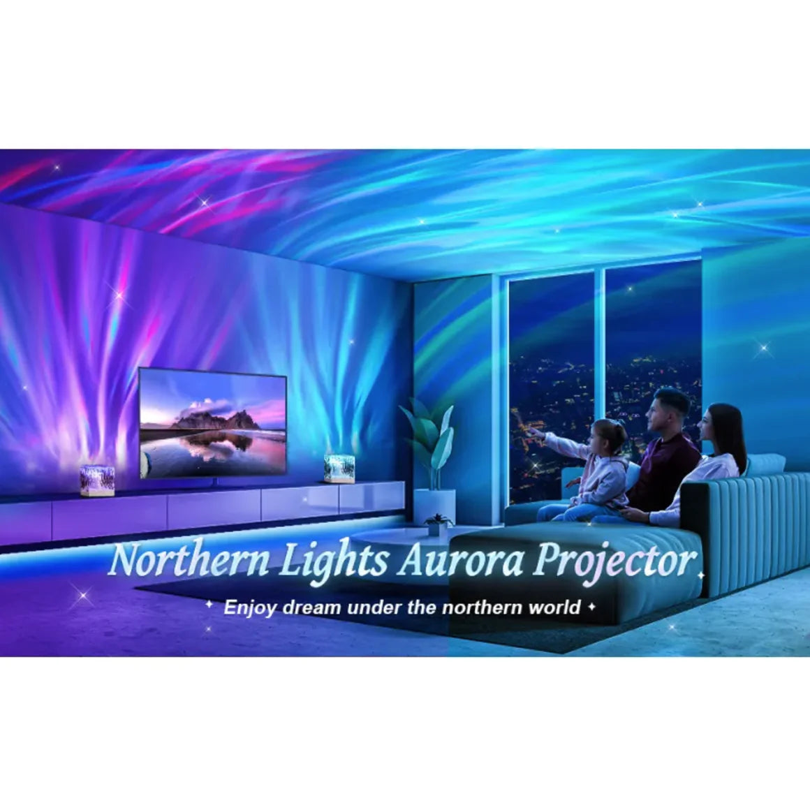Northern Lights Ripple LED Projection Lamp – 16-Color Remote Controlled Ambient Light