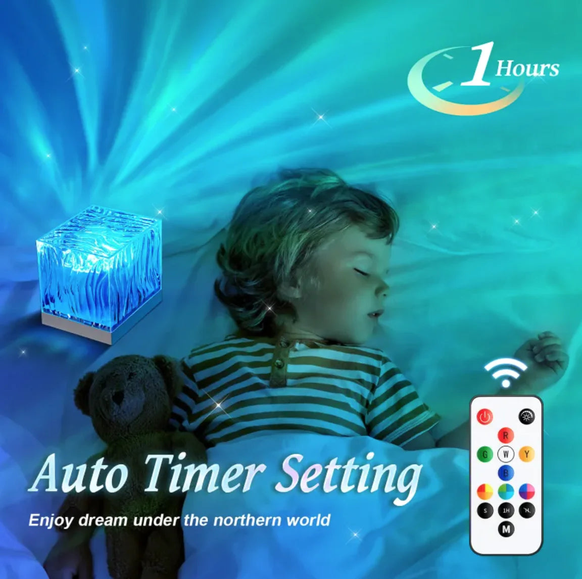 Northern Lights Ripple LED Projection Lamp – 16-Color Remote Controlled Ambient Light